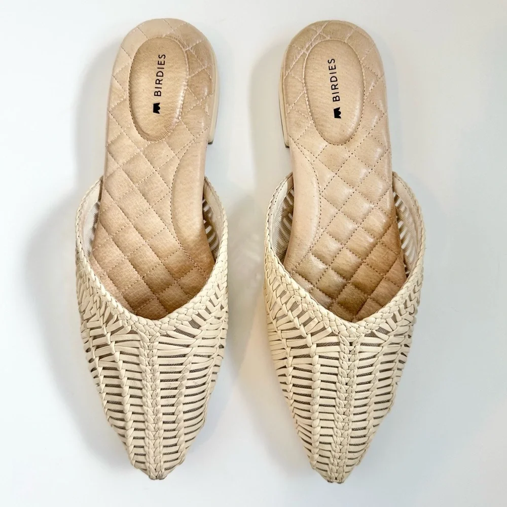 Birdies The Swan Woven Leather Cream Mule - Picture 3 of 7